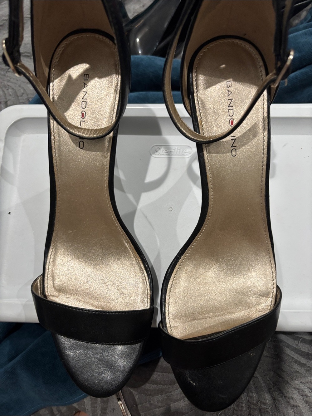 Bandolino Black Open-Toe Ankle-Strap Heels